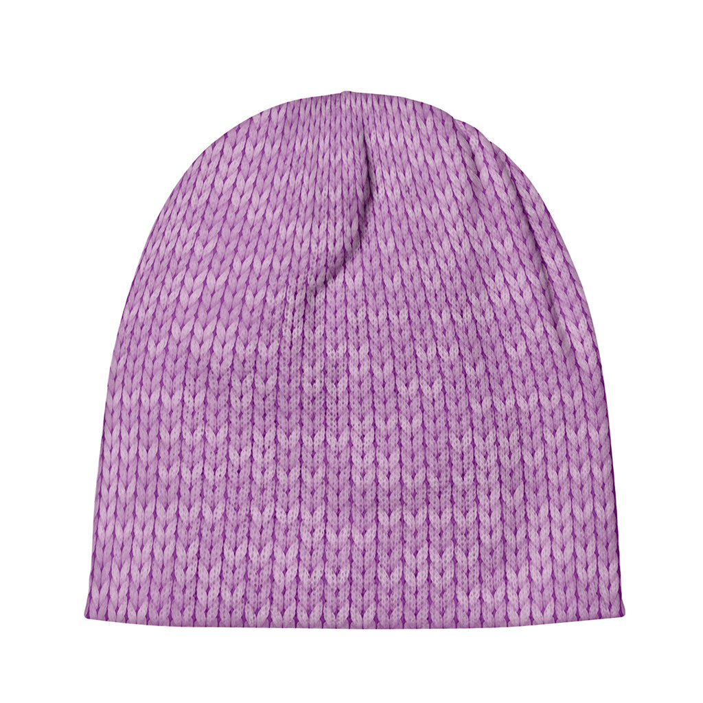 Violet Knitted Pattern Print Beanie
