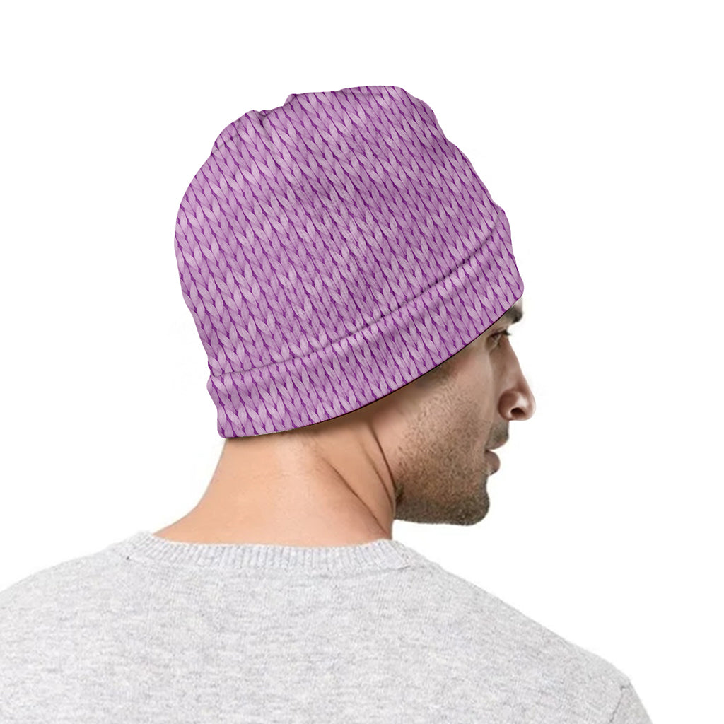 Violet Knitted Pattern Print Beanie