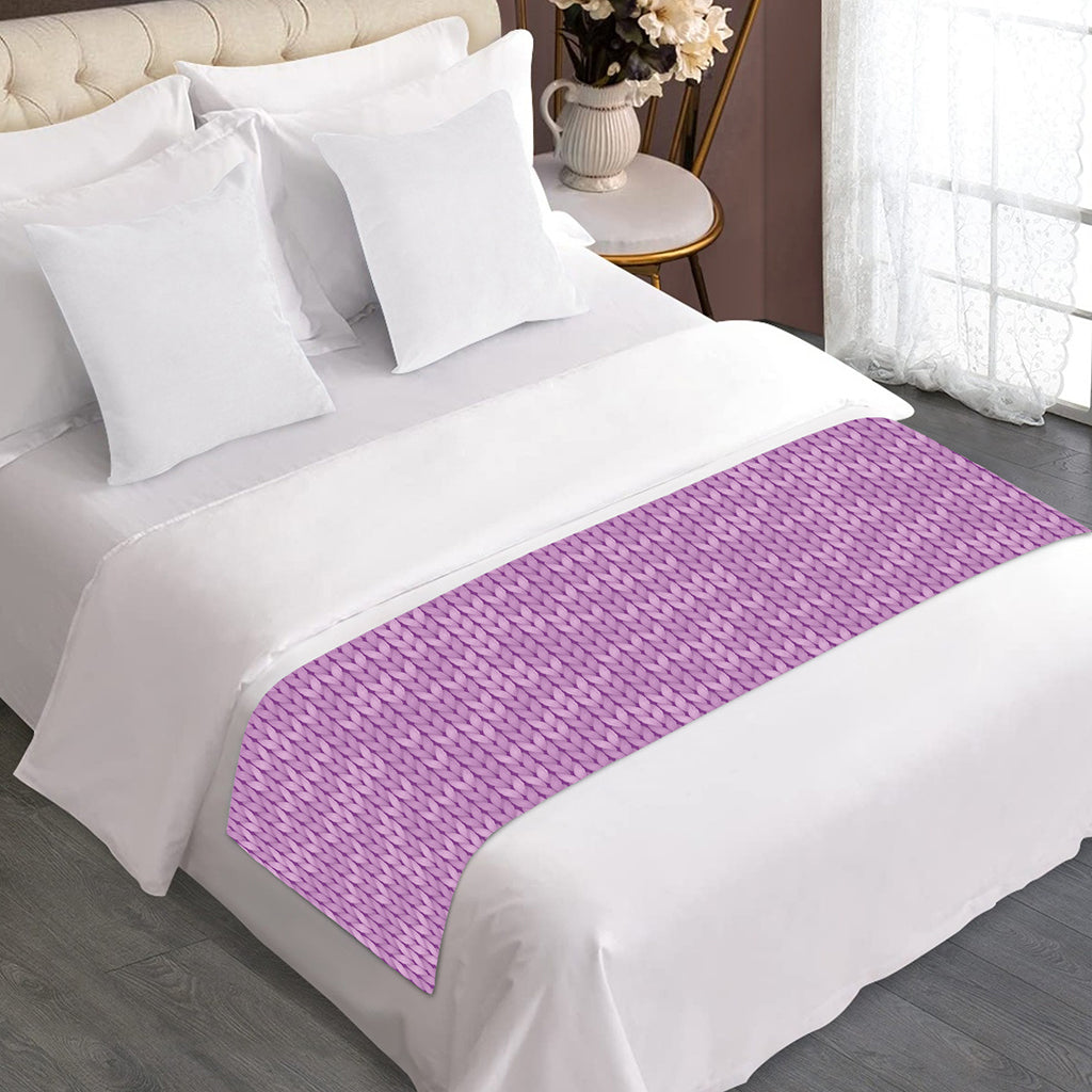 Violet Knitted Pattern Print Bed Runner