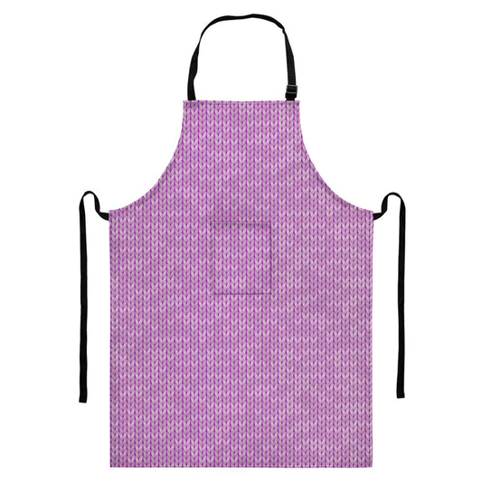 Violet Knitted Pattern Print Bib Apron With Pocket
