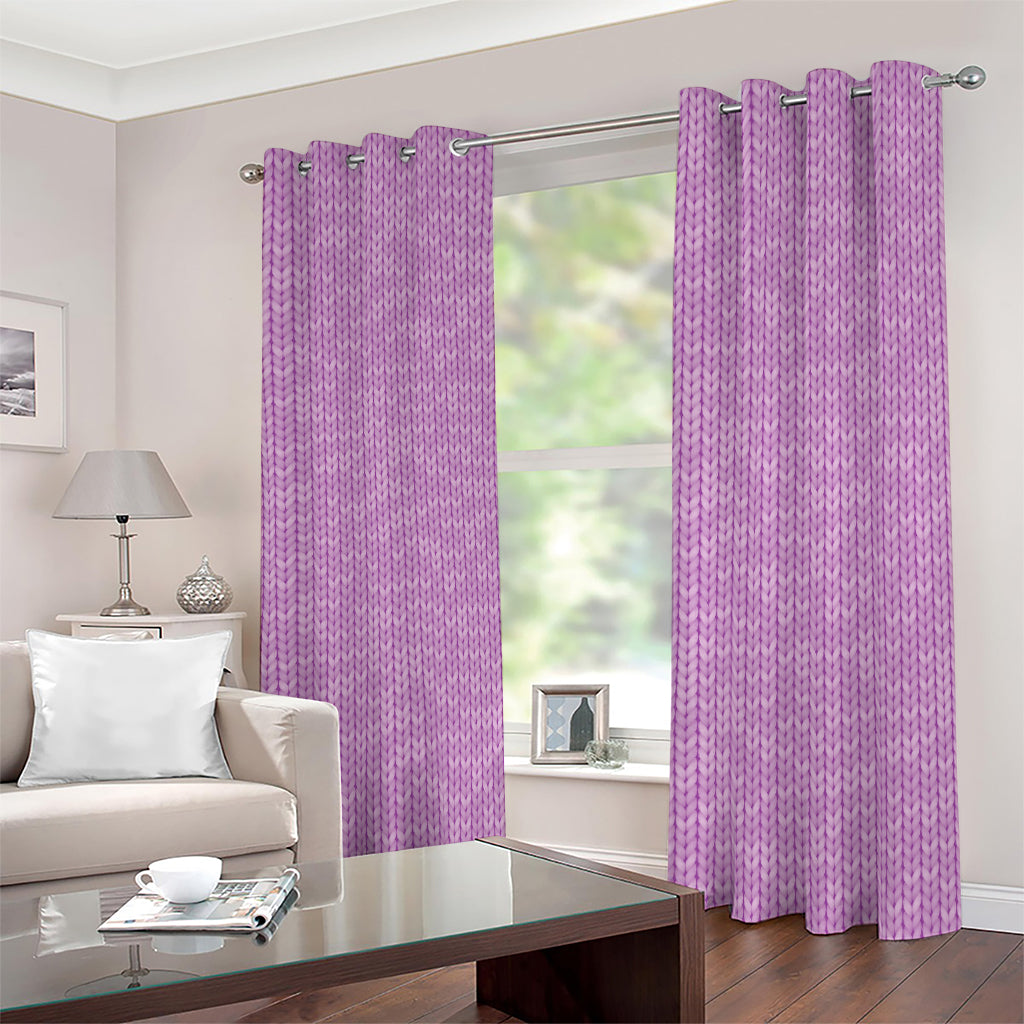 Violet Knitted Pattern Print Blackout Grommet Curtains