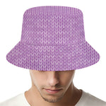 Violet Knitted Pattern Print Bucket Hat