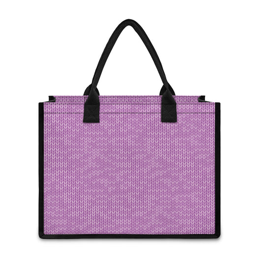 Violet Knitted Pattern Print Canvas Tote Bag