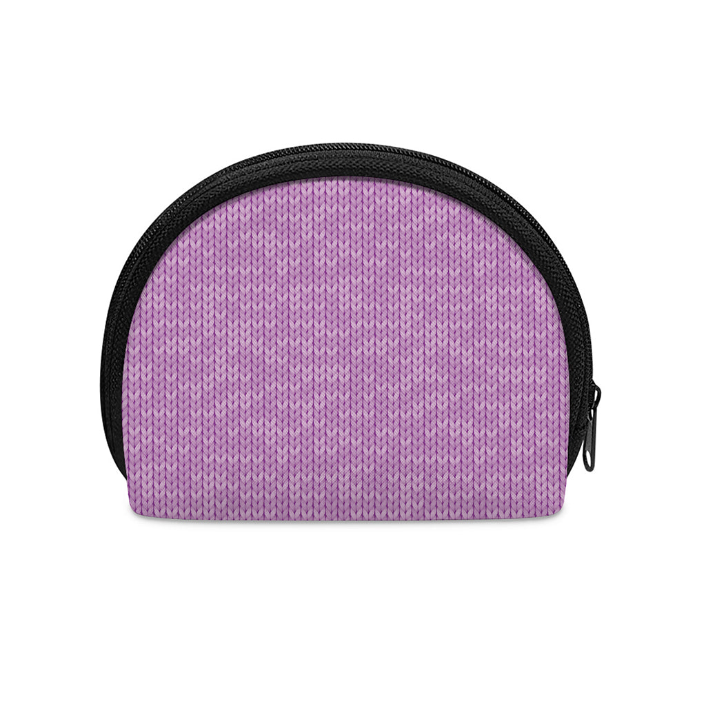 Violet Knitted Pattern Print Coin Purse