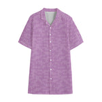 Violet Knitted Pattern Print Cotton Hawaiian Shirt