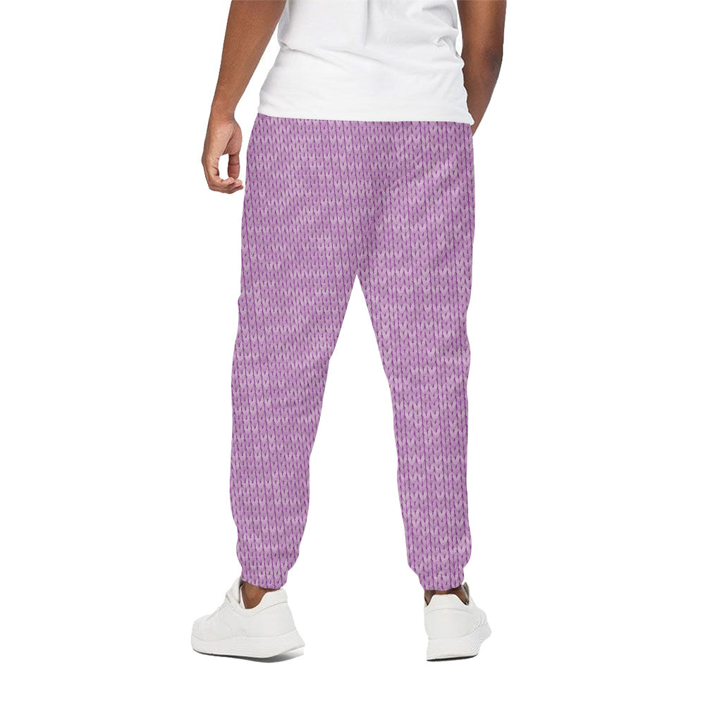 Violet Knitted Pattern Print Cotton Pants