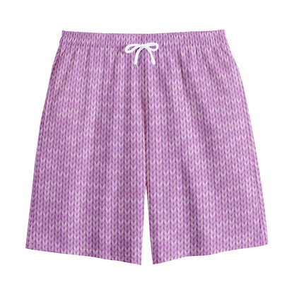 Violet Knitted Pattern Print Cotton Shorts