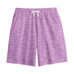 Violet Knitted Pattern Print Cotton Shorts