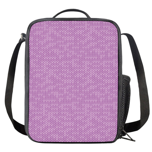 Violet Knitted Pattern Print Crossbody Lunch Bag