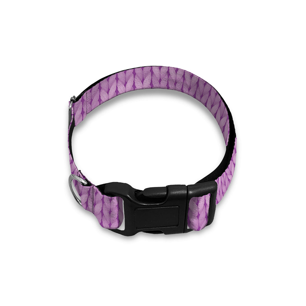 Violet Knitted Pattern Print Dog Collar