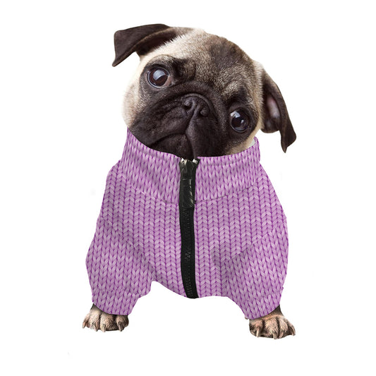Violet Knitted Pattern Print Dog Zip Up Jacket