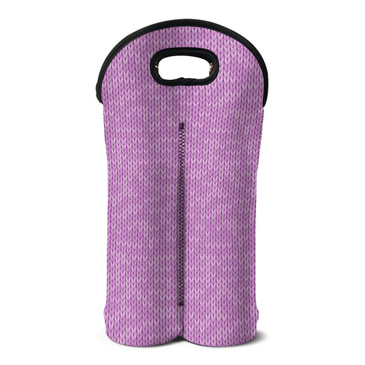 Violet Knitted Pattern Print Double Neoprene Wine Tote