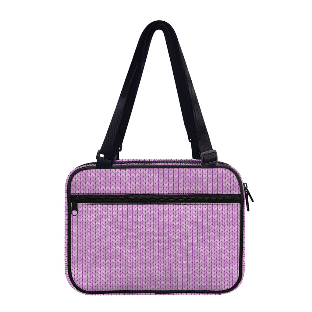 Violet Knitted Pattern Print Double Strap Bible Bag