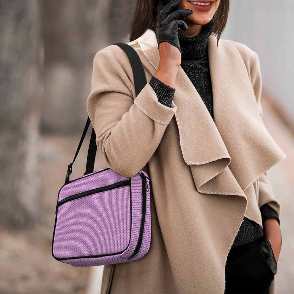 Violet Knitted Pattern Print Double Strap Bible Bag