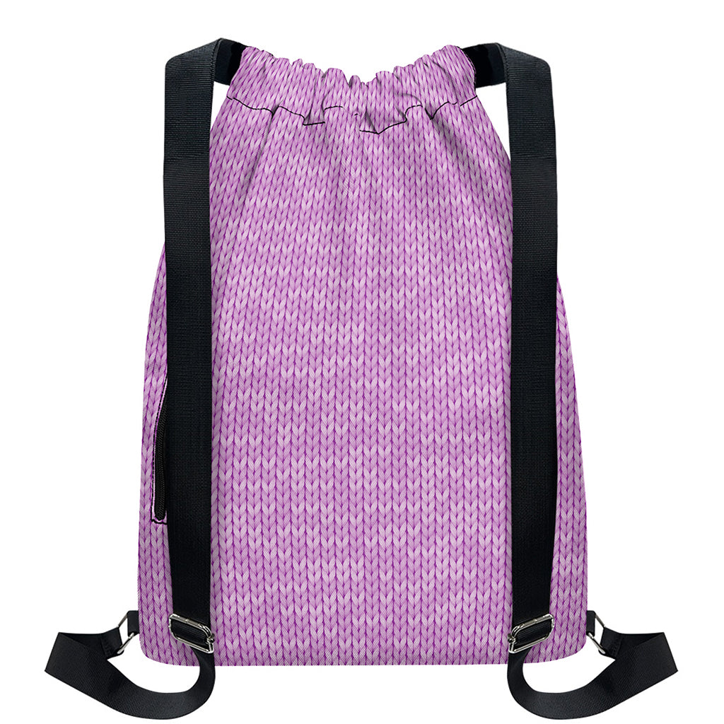 Violet Knitted Pattern Print Drawstring Backpack
