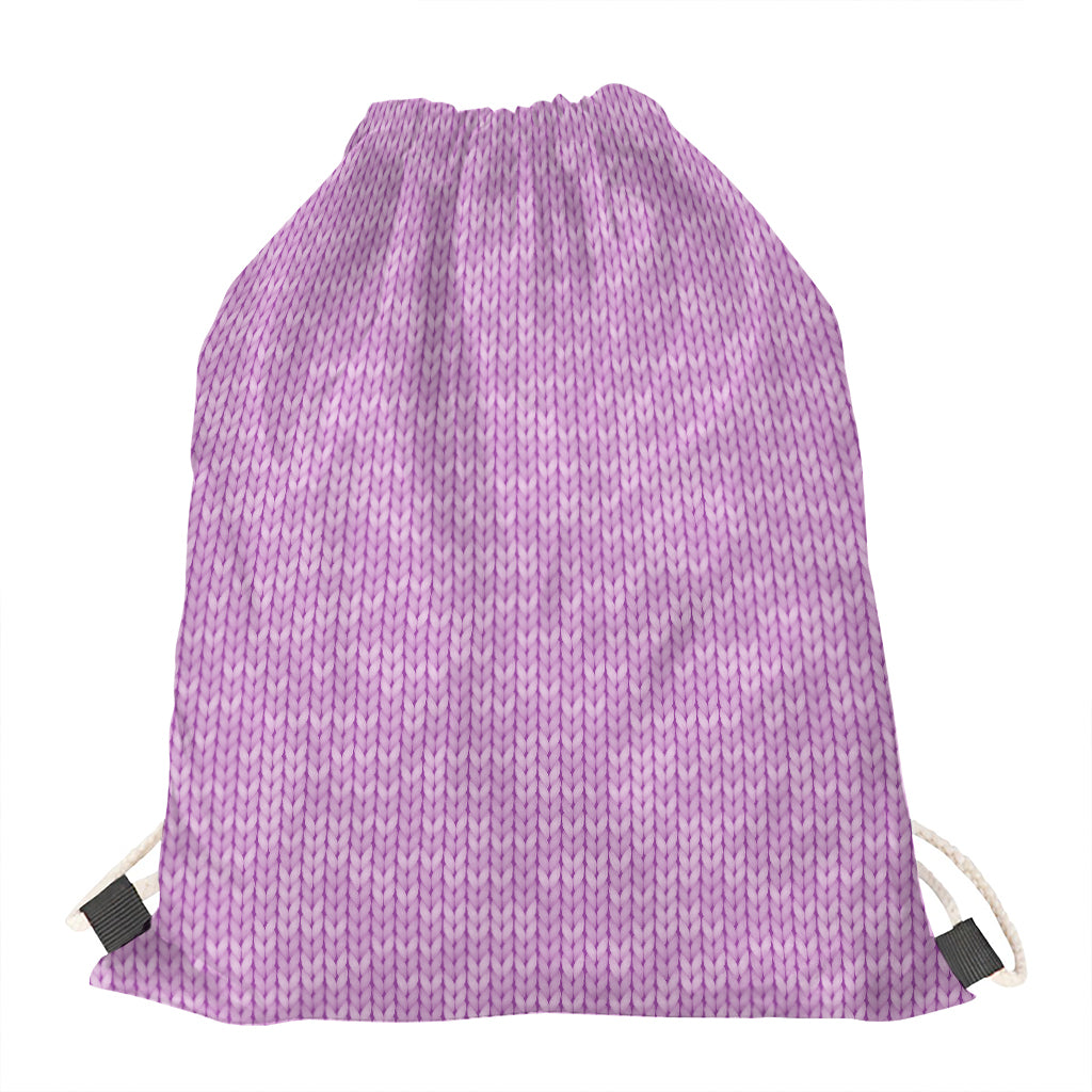 Violet Knitted Pattern Print Drawstring Bag