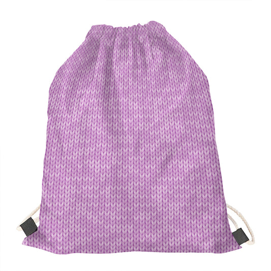 Violet Knitted Pattern Print Drawstring Bag