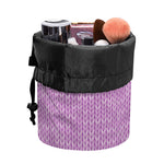 Violet Knitted Pattern Print Drawstring Makeup Bag