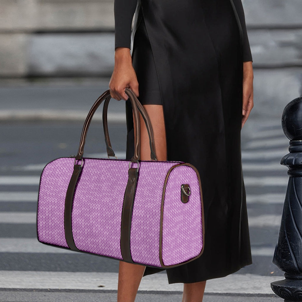Violet Knitted Pattern Print Duffle Bag