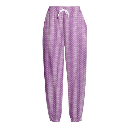 Violet Knitted Pattern Print Fleece Lined Knit Pants