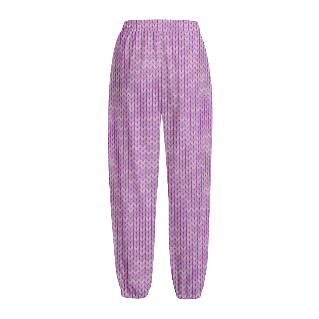 Violet Knitted Pattern Print Fleece Lined Knit Pants