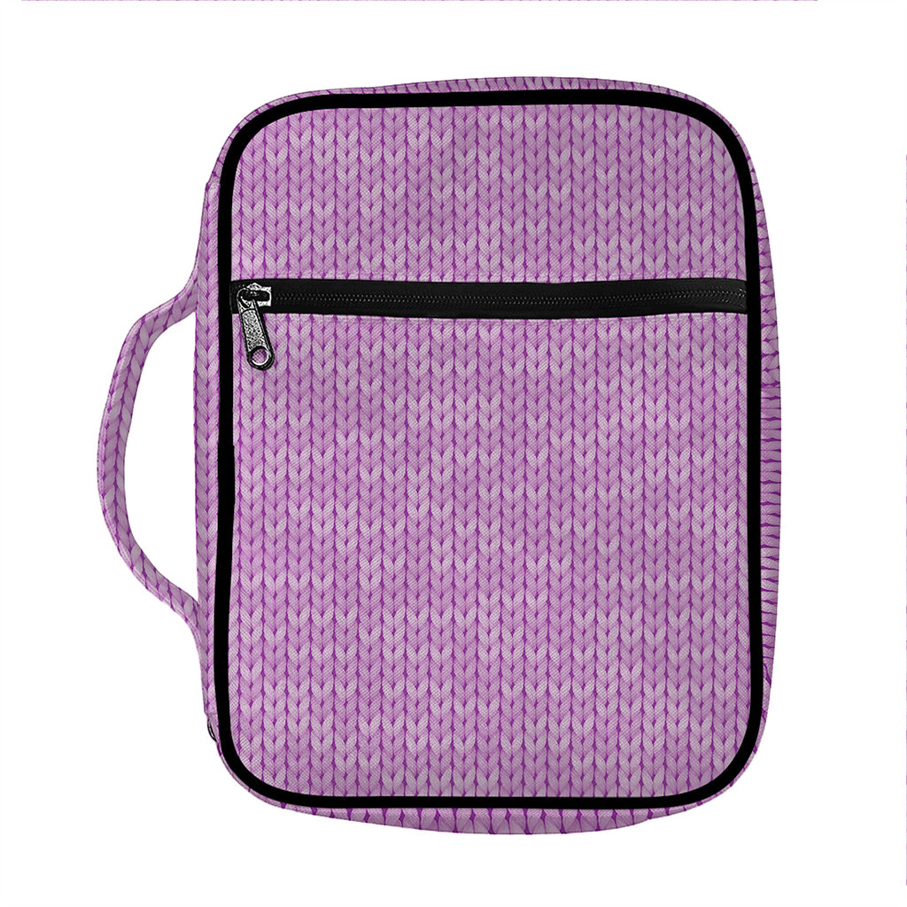 Violet Knitted Pattern Print Front Pocket Bible Bag