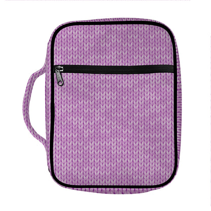Violet Knitted Pattern Print Front Pocket Bible Bag