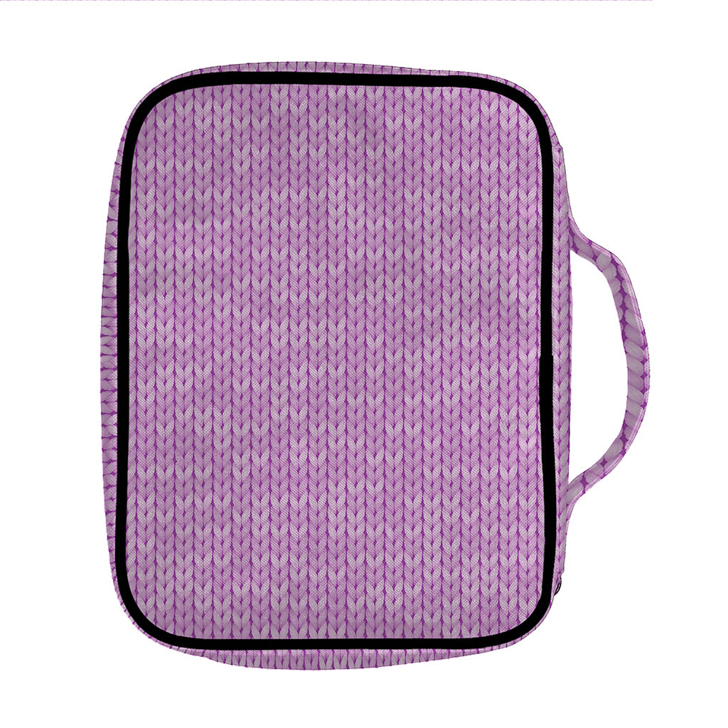 Violet Knitted Pattern Print Front Pocket Bible Bag