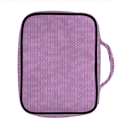 Violet Knitted Pattern Print Front Pocket Bible Bag