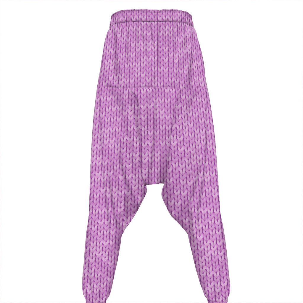 Violet Knitted Pattern Print Hammer Pants
