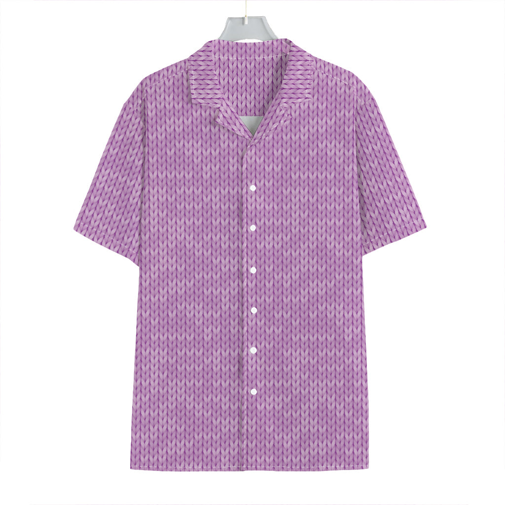 Violet Knitted Pattern Print Hawaiian Shirt