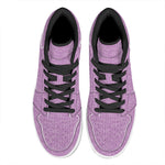 Violet Knitted Pattern Print High Top Leather Sneakers