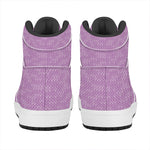 Violet Knitted Pattern Print High Top Leather Sneakers