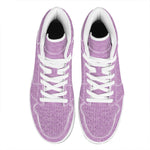 Violet Knitted Pattern Print High Top Leather Sneakers