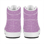Violet Knitted Pattern Print High Top Leather Sneakers