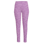 Violet Knitted Pattern Print High-Waisted Pocket Leggings