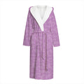 Violet Knitted Pattern Print Hooded Bathrobe