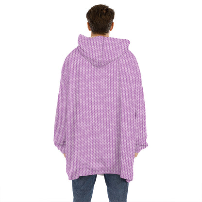 Violet Knitted Pattern Print Hoodie Blanket