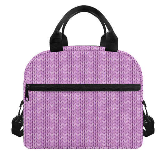 Violet Knitted Pattern Print Insulated Lunch Bag