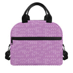 Violet Knitted Pattern Print Insulated Lunch Bag