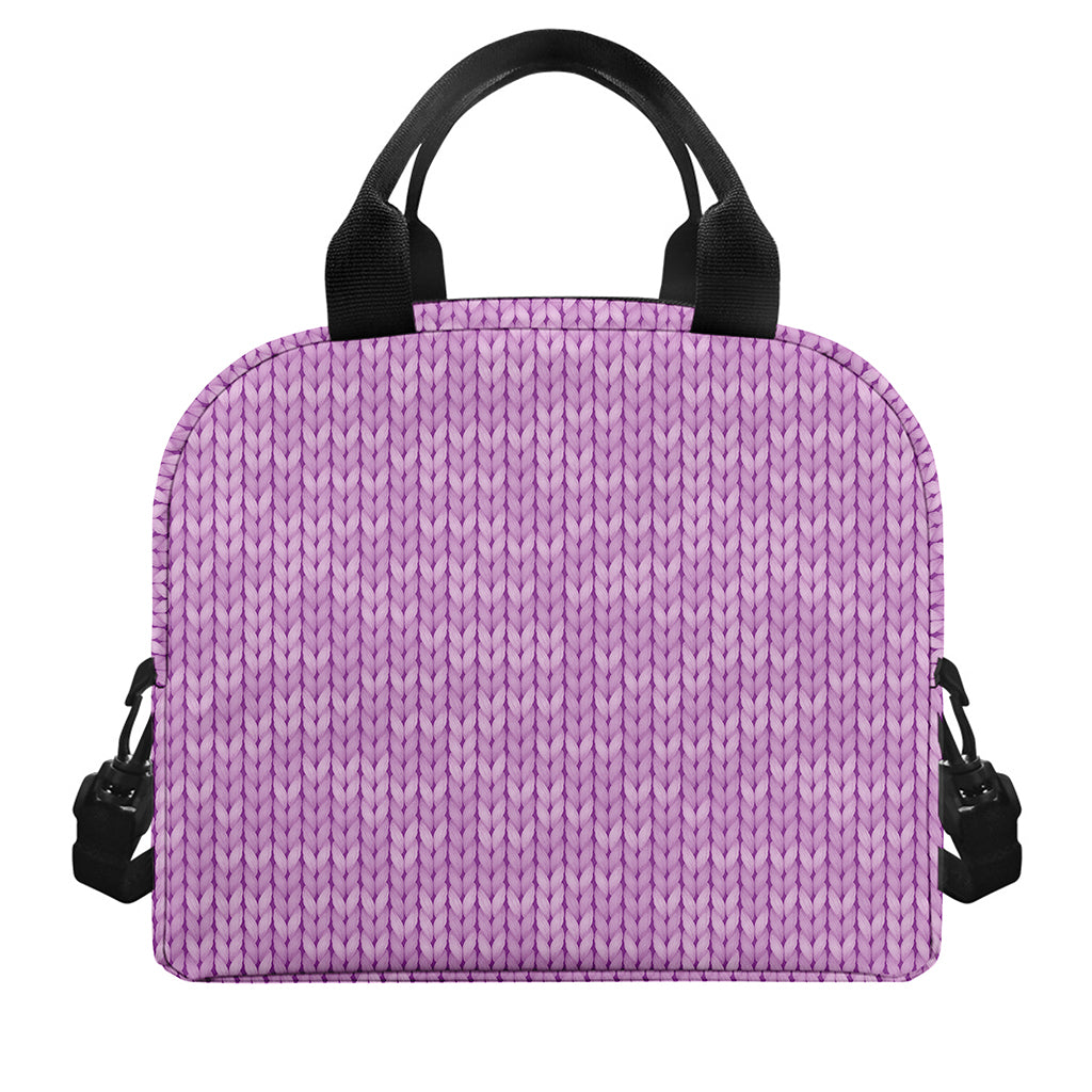 Violet Knitted Pattern Print Insulated Lunch Bag