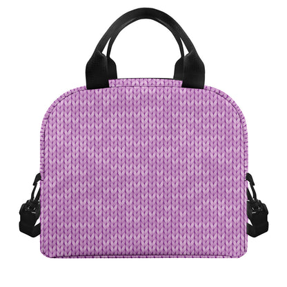 Violet Knitted Pattern Print Insulated Lunch Bag