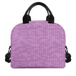Violet Knitted Pattern Print Insulated Lunch Bag