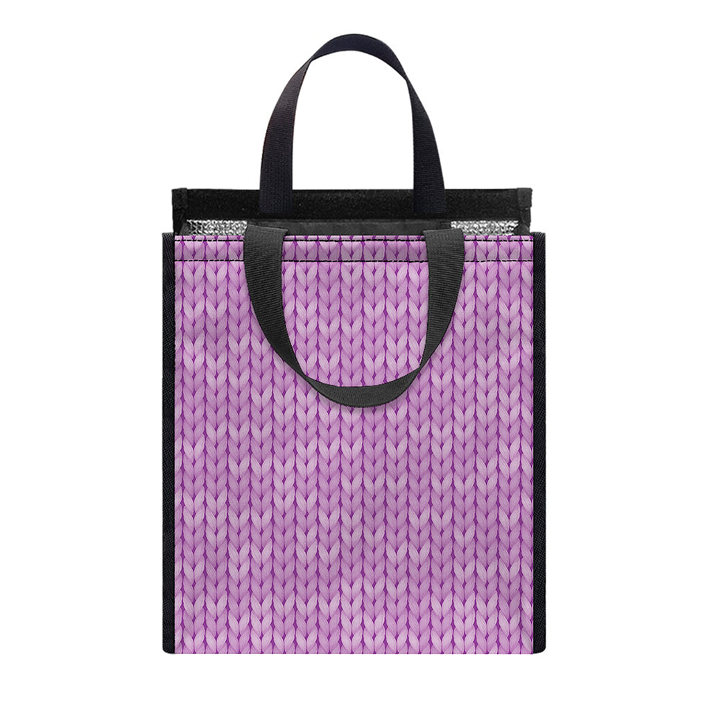 Violet Knitted Pattern Print Insulated Lunch Tote