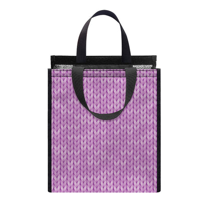 Violet Knitted Pattern Print Insulated Lunch Tote