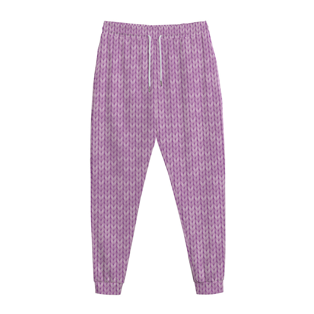 Violet Knitted Pattern Print Jogger Pants