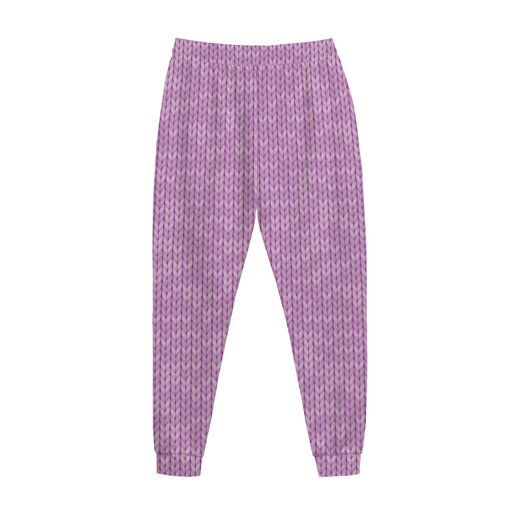 Violet Knitted Pattern Print Jogger Pants