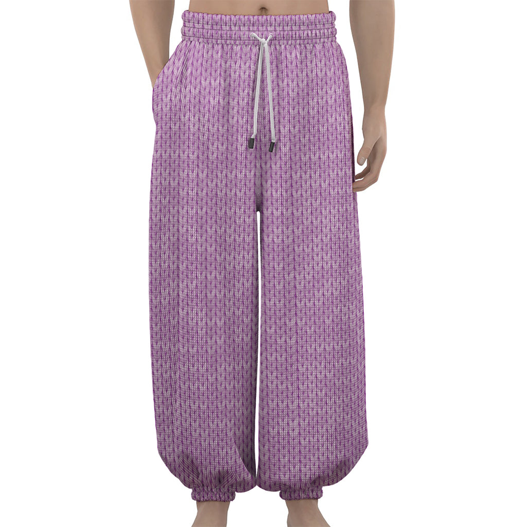 Violet Knitted Pattern Print Lantern Pants