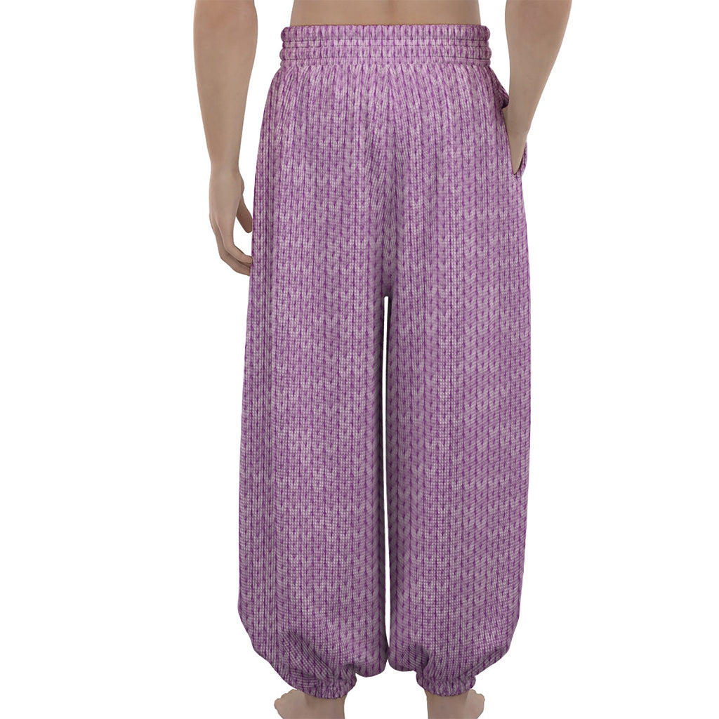Violet Knitted Pattern Print Lantern Pants