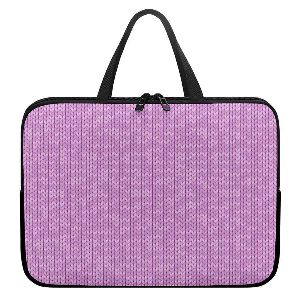 Violet Knitted Pattern Print Laptop Sleeve With Handle
